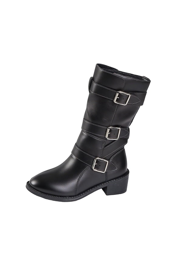 Black Women Stylish Sweet Cool Vintage Ankle Boots Autumn Winter Low Heel Fashionable Durable Pu Leather Comfortable Walking Shoes