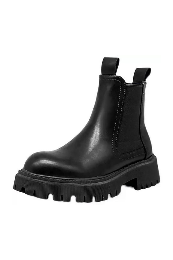 Black Women'S Ankle Boots Fleece Lined Low Heel Thick Sole Comfortable Footwear Suitable For Fall Winter Daily Casual And Outdoor Wear Size 36