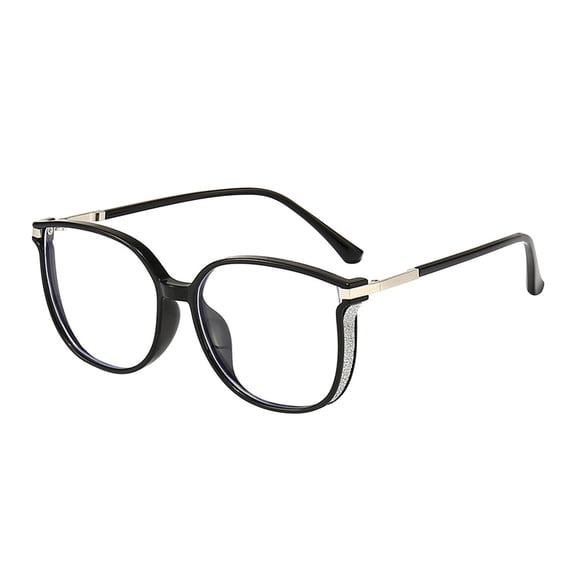 Black Women'S Black Frame Blue Light Blocking Reading Glasses Stylish Oversized Design For Digital Screen Use