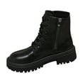 thumbnail image 1 of Black Women'S Casual Boots Feature A Round Toe Lace-Up Front Thick Platform Sole For Sturdy Comfort, 1 of 9