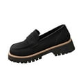 thumbnail image 1 of Black Women'S Casual Frosted British Style Thick Soled Loafers For Spring And Summer Wear Versatile And Comfortable, 1 of 9