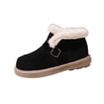 thumbnail image 1 of Black Women'S Casual Winter Snow Boots Warm Fleece Lined Flat Non Slip Solid Color Round Toe Ankle Boots For Outdoor Indoor Daily Wear, 1 of 9