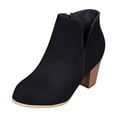 thumbnail image 1 of Black Women'S Chunky Heel Boots With A Classic Round Toe Side Zipper For A Timeless And Practical Style, 1 of 9
