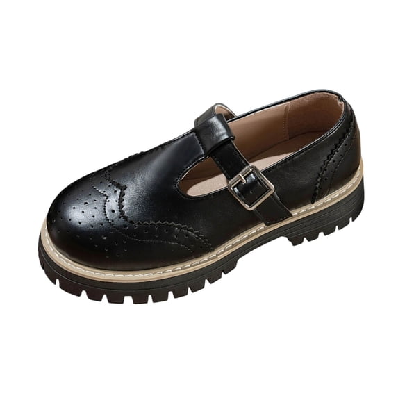 Black Women'S Chunky Sole Mary Jane Shoes Platform Loafers Round Toe Block Heel Casual Comfortable Fashion Footwear 1Pc Heel Height 1.77 Inches Size 36 Weight 1.31 Lbs