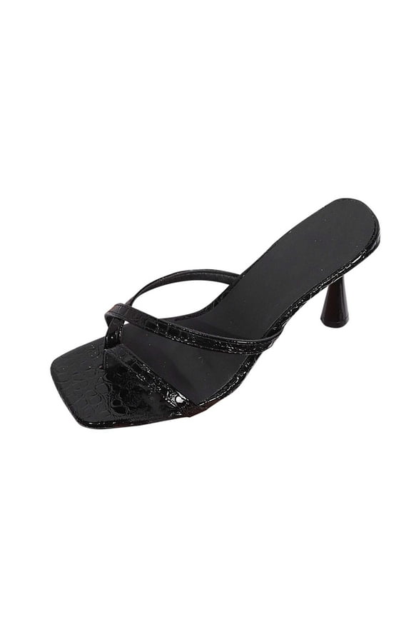Black Women'S Comfortable Breathable Clip Toe High Heels, Spring And Summer Beach Parties, Style