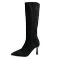 thumbnail image 1 of Black Women'S Fashion Boots Pointed Toe Suede High Heels Slim Heel For Outdoor Leisure Activities, 1 of 7
