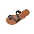 thumbnail image 1 of Black Women'S Flat Slide Sandals Round Toe Open Toe Toe Post Solid Color Non-Slip Lightweight Breathable Footwear For Spring Summer Beach Daily Wear Size 38, 1 of 9