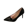 thumbnail image 1 of Black Women'S High Heels Pointed Toe Stiletto Pumps Glossy Patent Leather Non-Slip Sole Solid Color Comfortable Dress Shoes Everyday Wear Size 36, 1 of 8