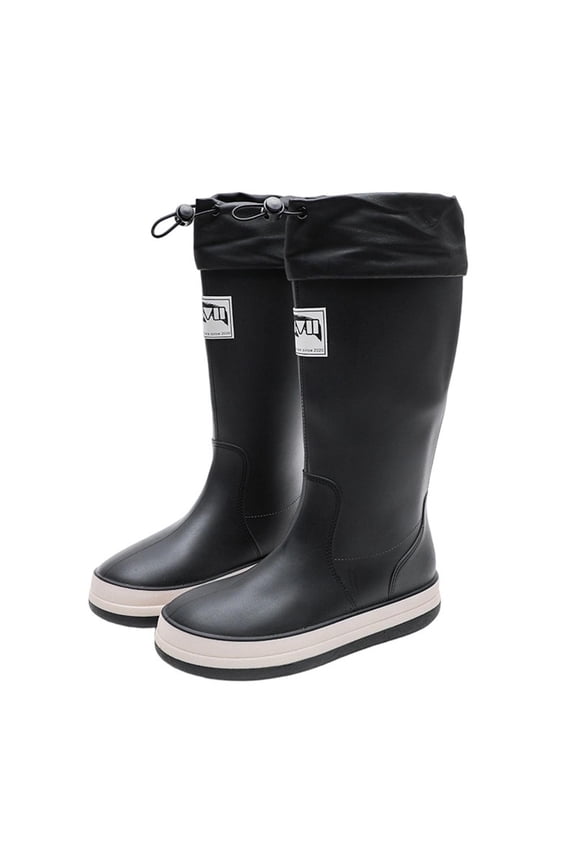 Black Women'S High Top Rain Boots Waterproof Japanese Style Solid Color Pvc Black Spring Summer