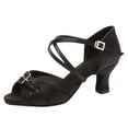 thumbnail image 1 of Black Women'S Latin Dance Shoes Mid Heel Soft Sole Comfortable Textured Footwear Non Slip Durable For Spring Summer Practice And Stage Wear Size 36, 1 of 7
