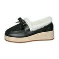 thumbnail image 1 of Black Women'S Warm Fleece-Lined Loafers Winter Slip-On Shoes Fashion Chunky Platform Comfortable Anti-Slip Casual Fall Winter Plus Size Size 43, 1 of 9