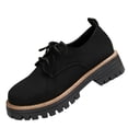 thumbnail image 1 of Black Women'S Casual Loafers Shoes Round Toe Lace Up Mid Heel Comfortable Slip On Outdoor Size 43 Foot Length 10.43In, 1 of 9