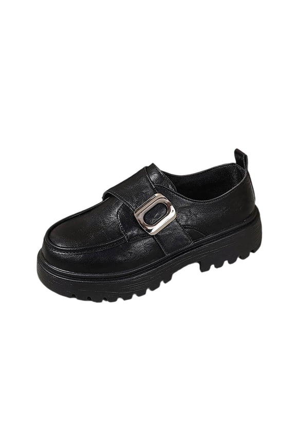 Black Women'S Platform Loafers With A Round Toe, Low Wedge Heel, Slip-On Design For A Comfortable And Elevated Look