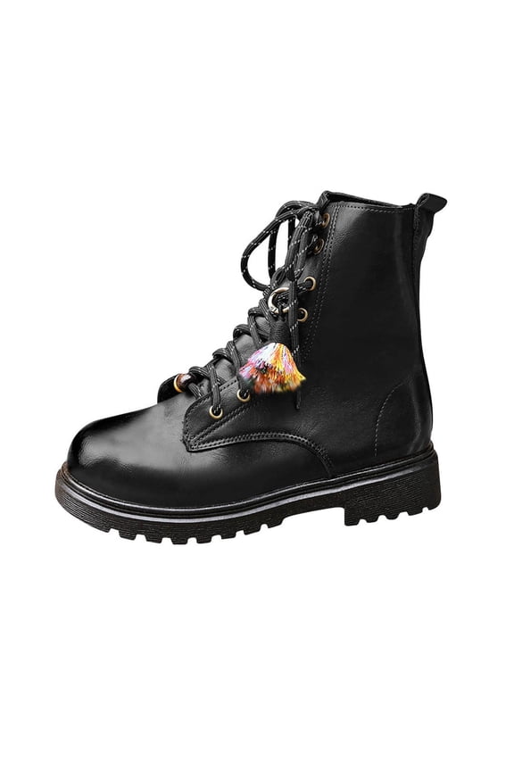 Black Women'S Riding Boots Knee High Winter Warm Flat Heel British Style Laced Front Thick Heel Comfortable Boots Weight 1.31 Lb