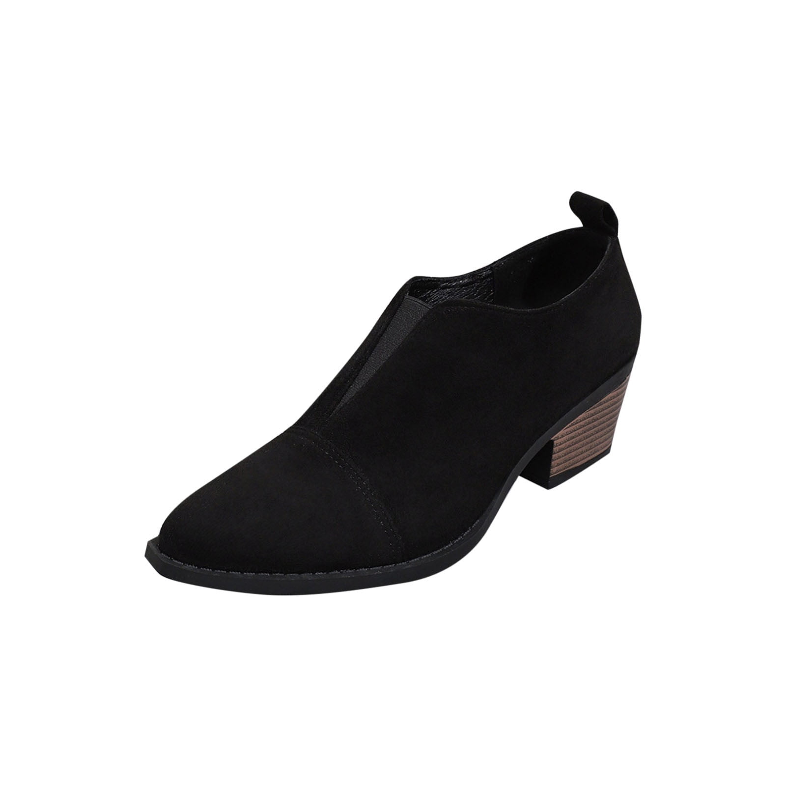 Black Women'S Shoes Spring Summer Solid Color Pointed Toe Low Block ...
