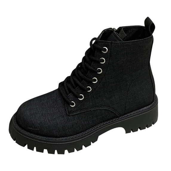 Black Women'S Short Boots Side Zipper With Chunky Heel Pointed Toe Martin Boots Fashion Casual Fall Comfortable Walking Shoes Pu Material