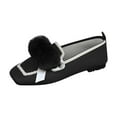 thumbnail image 1 of Black Women'S Slip-On Flats With Playful Pom Pom Detail, Breathable Mesh Material, Comfortable For Long Wear In Warm Seasons, 1 of 9