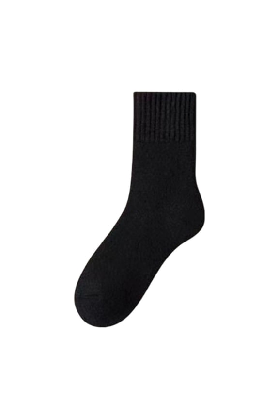 Black Women'S Socks Thickened Fuzzy Mid Calf Warm Wool Blend Soft Breathable Moisture Wicking Comfortable Fit All Day Long Daily Casual Wear Free Size