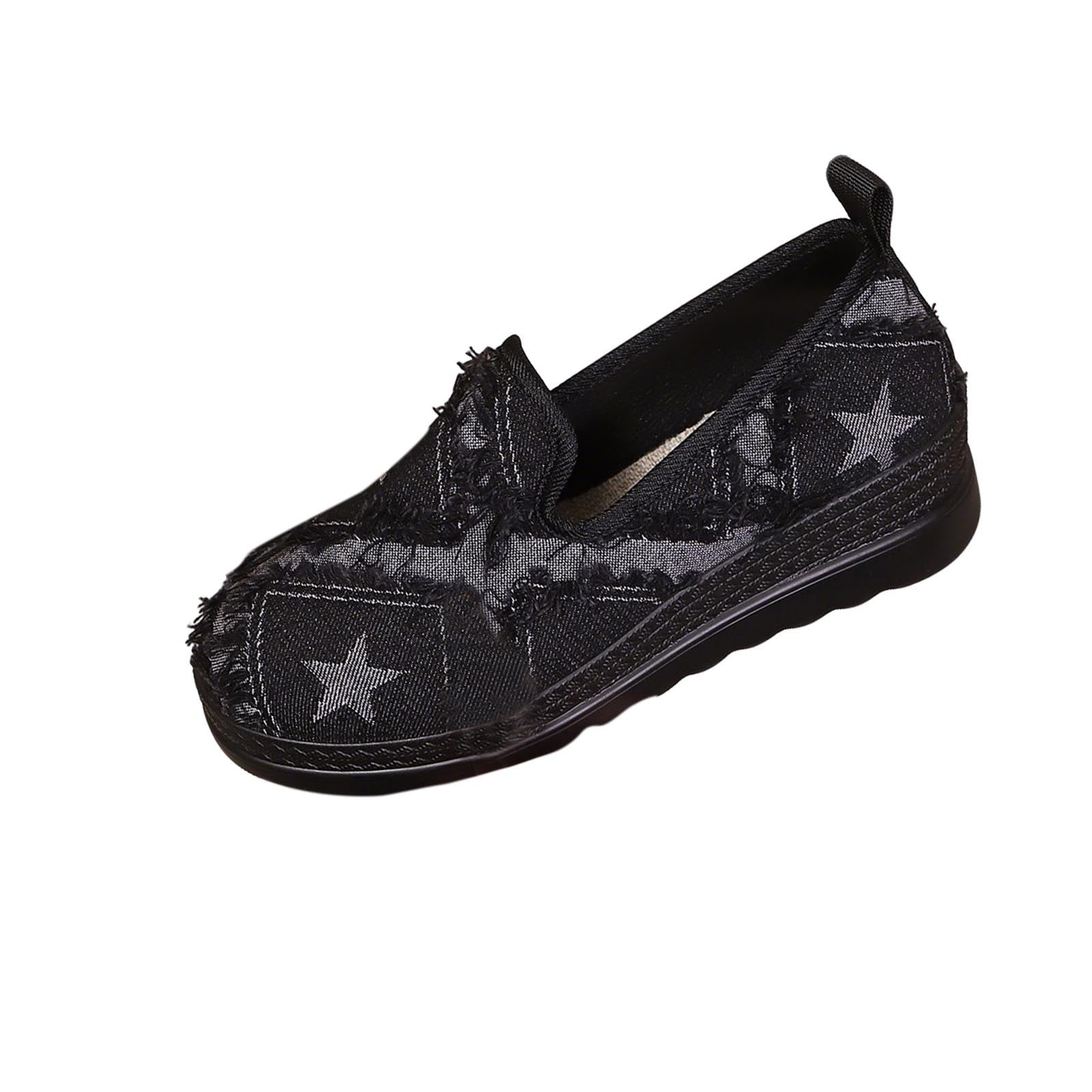Black Women'S Star Print Lightweight Breathable Skate Shoes Round Toe ...