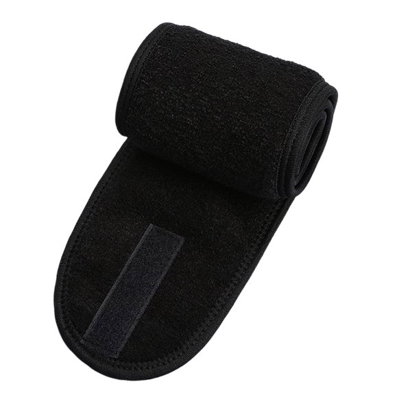 Black Women'S Stretch Terry Cloth Headband For Makeup Shower Bath Sports Soft Absorbent Adjustable Hair Band One Size Fits All 24 X 3.5 Inches