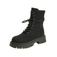 thumbnail image 1 of Black Women'S Stylish Comfort Winter Boots Featuring Round Toe And Lace-Up Design With Low Heel For Outdoor Activities, 1 of 9