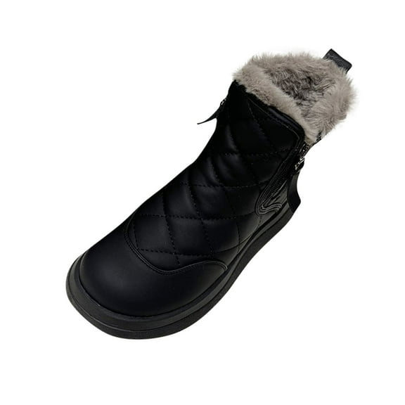 Black Women'S Thermal Snow Boots, Waterproof And Insulated, With Non-Slip Sole, Ideal For Snowy Weather And Winter Comfort