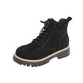 thumbnail image 1 of Black Women'S Trendy Warm Winter Boots Featuring Round Toe And Lace-Up Design With Low Heel For Outdoor Activities, 1 of 7