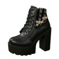 thumbnail image 1 of Black Women'S Versatile Boots With Buckle Detail And High Heel Perfect For Fall And Winter Comfortable And Stylish, 1 of 9