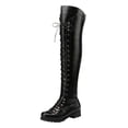thumbnail image 1 of Black Women'S Wrap Strap Over-The-Knee Boots Mid Heel Pu Material Comfortable Fit Fall Winter, 1 of 9