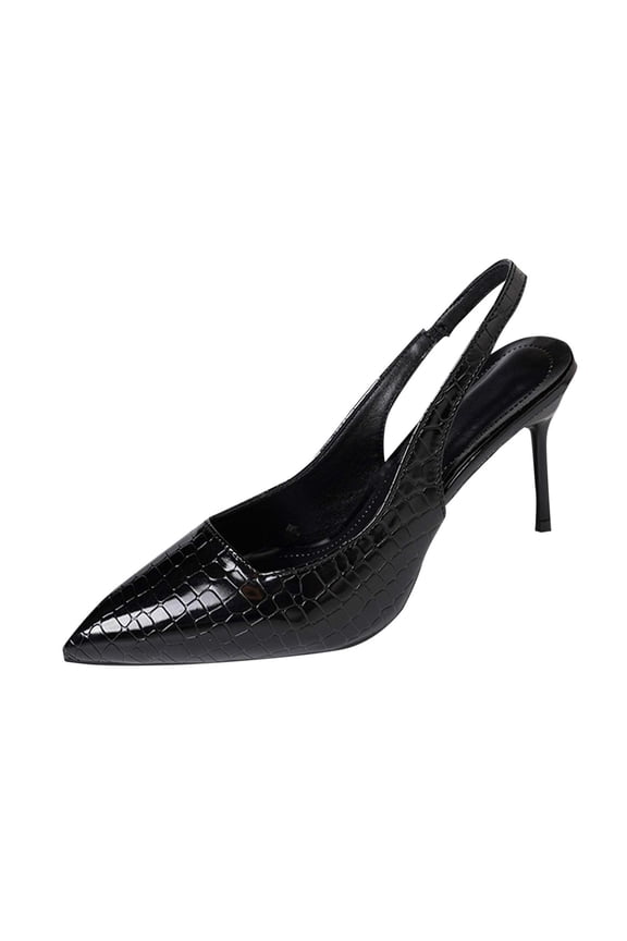 Black Women Sandals Pointed Toe High Heel Patent Leather Closed Toe Comfortable Walking Shoes For Everyday Use