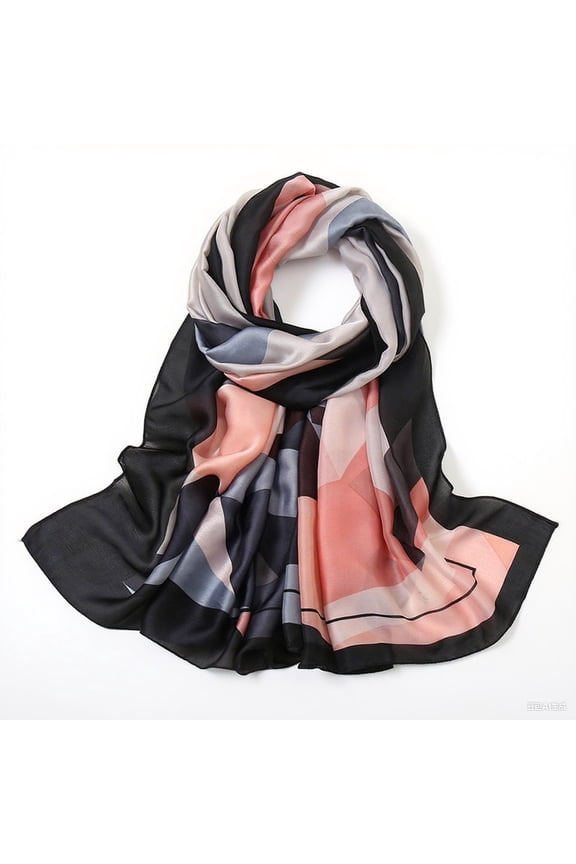 Black Women Shawl Beach Scarf Silk Scarf Nylon Spandex Material For Fall Winter Home Daily Use Black