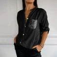 thumbnail image 1 of Black Women Shirts, Women'S Casual V Neck Collared Button Up Blouse Top Solid Summer Shirt,Women Shirts XXL, 1 of 5