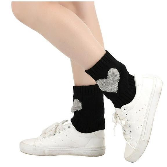 Black Women Short Foot Cover Warm Socks Knitted Acrylic Free Size 6.10 Inches Length 4.33 Inches Width Black
