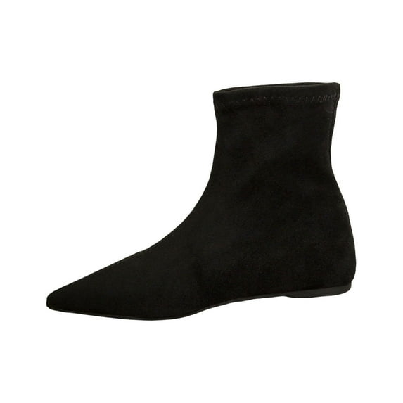 Black Women Slip On Ankle Boots Pointed Toe Flat Heel Solid Color Casual Winter Style For Ladies