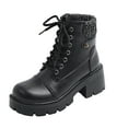 thumbnail image 1 of Black Women Square Toe Lace Up Boots Platform Chunky Sole For Fall Winter Outfits Fashionable, 1 of 9