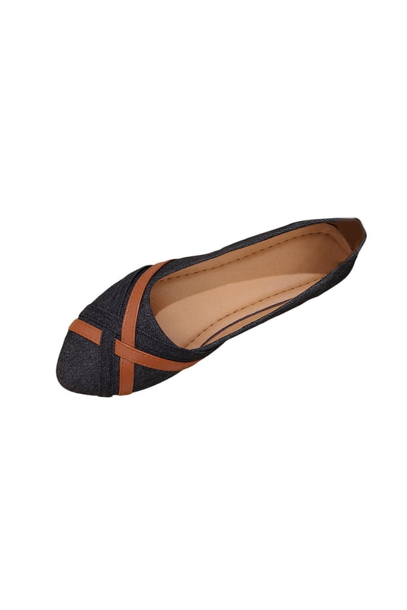 Black Women Stylish Denim Low-Cut Flat Shoes Shallow Cut Comfortable Lightweight Breathable Versatile Casual Outdoor Use