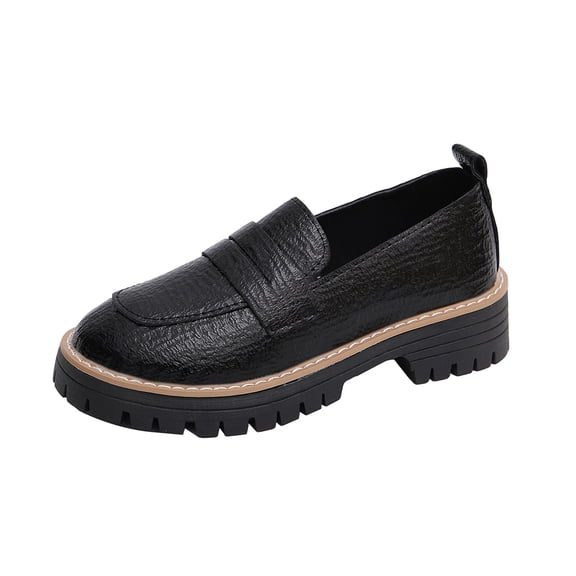 Black Women Stylish Loafers With Thick Sole And Low Heel Ensuring Comfort And Elegance In Outdoor Activities
