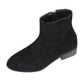 thumbnail image 1 of Black Women Suede Boots Chunky Heel Zipper Detail Comfortable Walking Shoes For Fall Winter Outing Durable Material, 1 of 9