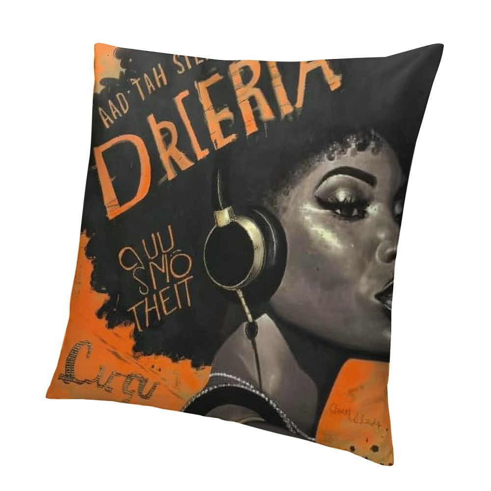 Black Women Throw Pillow Cover Colorful Graffiti Afro Black Woman Cushion Covers Zipper Square