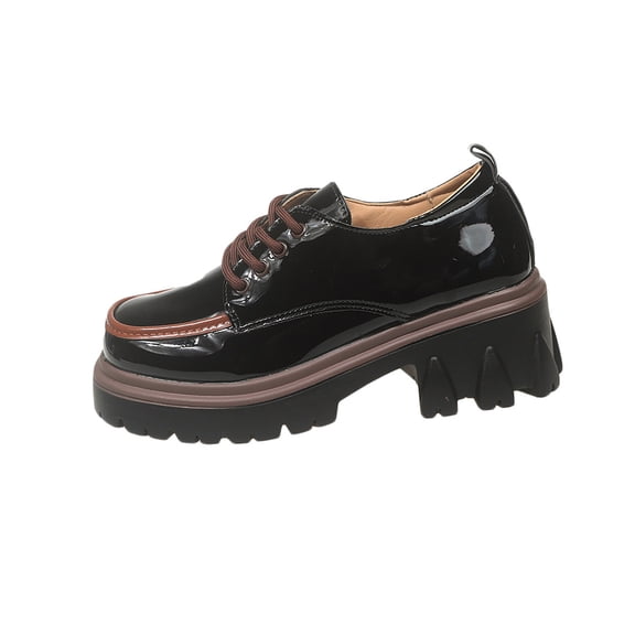 Black Women Versatile Loafers With Thick Sole And Mid Heel Ideal For Comfortable And Supportive Footwear In Daily Adventures