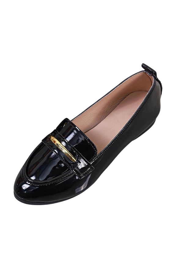 Black Women Versatile Plus Size British Soft Shoes, Round Toe Flat For Leisure And Commuting Scenes