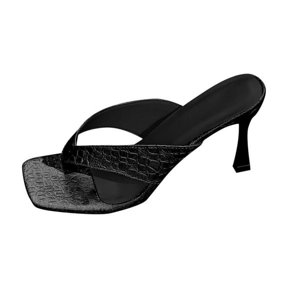Black Women Versatile Shoes With Square Toe And High Heel For Indoor And Outdoor