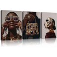 thumbnail image 1 of Black Women Wall Art African American Wall Decor Trendy Girl Poster Print Black Gold Female Room Painting Picture for Bedroom Living Room Unframed, 1 of 6