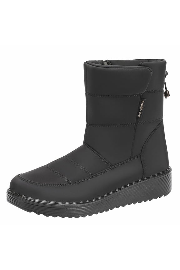 Black Women Winter Boots With High Top And Plush Interior For Cozy Wear In Cold Weather