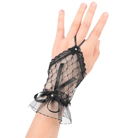 Black Women Winter Gloves Warm Touchscreen Gloves Windproof Gloves For Women Winter Use Lace Edge Black One Size 95 Percent Polyester 5 Percent Spandex