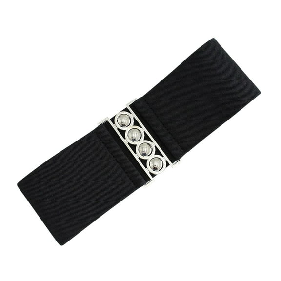 Black Women's Belts, Elastic Waistband With Wide Elastic Waist Closure And Embellishment,Women's Accessories Belt