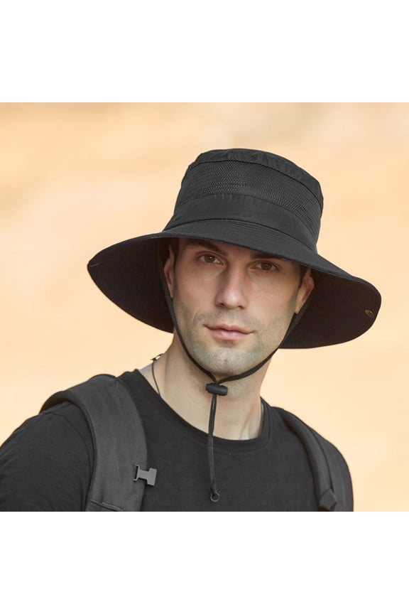 Black Women's Bucket Hats, Mens Outdoor Sun Protection Mesh Breathable Fisherman Cap Foldable Bucket Hat,Women's Accessories Bucket Hats