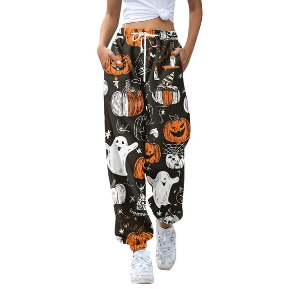 Black Women's Comfy Pajama Long Pants Straight Leg Pjs Elastic Waist Loungewear with Pockets S