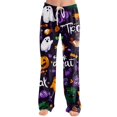 thumbnail image 1 of Black Women's Halloween Pajama Pants Stretch Lounge Pants Comfy Pjs Sleep Bottoms Soft Pajama Pants Cute Trousers Loose Palazzo XL, 1 of 5