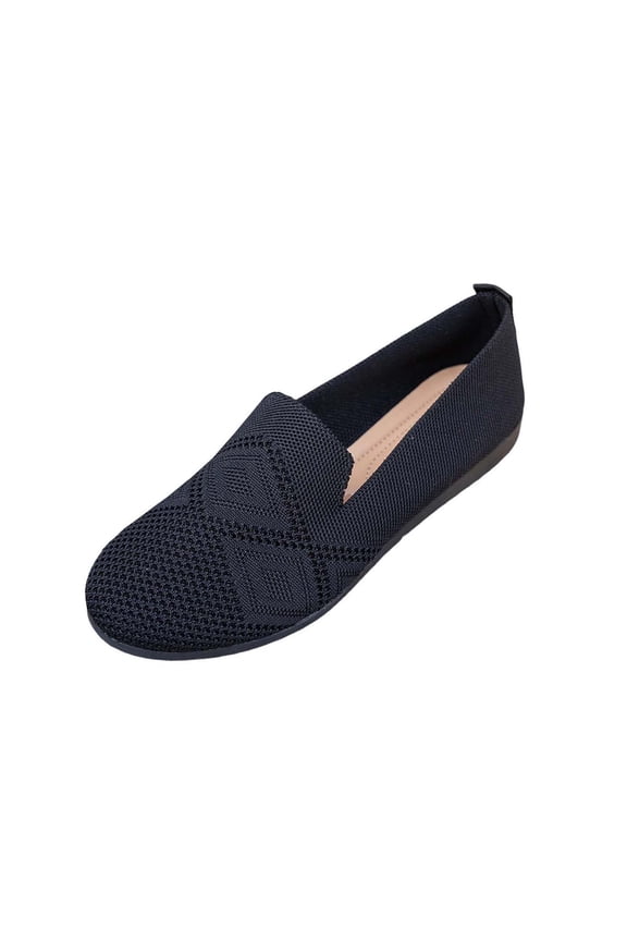 Black Women's Loafers Casual Outdoor Loafers Solid Color Mesh Round Toe Flat Low Cut Shoes Mesh Upper Indoor Outdoor Slip On Shoes 6.5